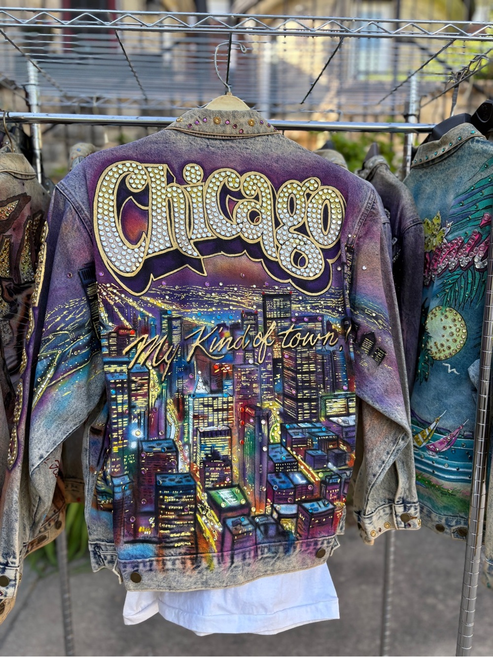 1987 Tony Alamo CHICAGO Bedazzled Denim Jacket & T-Shirt Size Large/XL NWT
